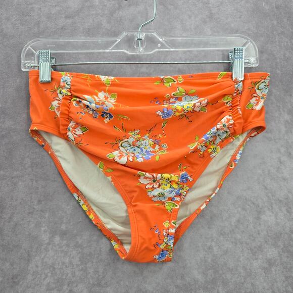 Matilda Jane Orange Floral Ruffle Cheeky High Bikini Bottom Swimwear Medium - Picture 1 of 3